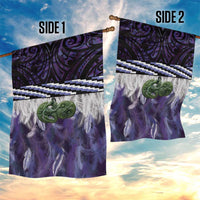 Purple Traditional Cloak Aotearoa Garden Flag Maori Paua Shell Korowai Pattern