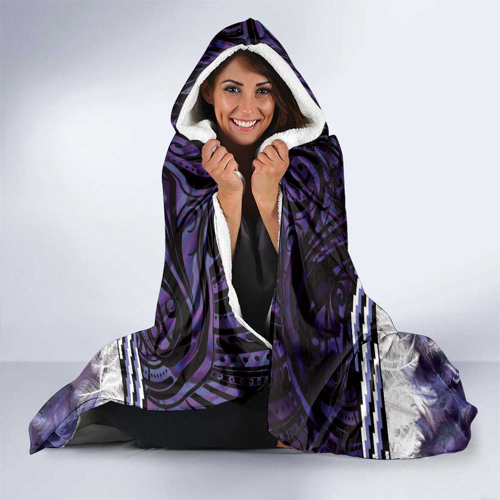 Purple Traditional Cloak Aotearoa Hooded Blanket Maori Paua Shell Korowai Pattern