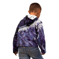 Purple Traditional Cloak Aotearoa Kid Hoodie Maori Paua Shell Korowai Pattern