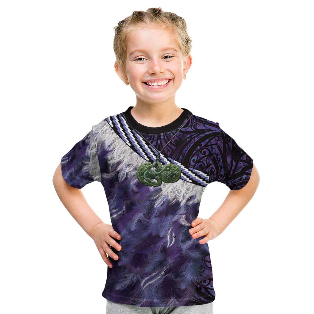 Purple Traditional Cloak Aotearoa Kid T Shirt Maori Paua Shell Korowai Pattern LT14 Purple - Polynesian Pride