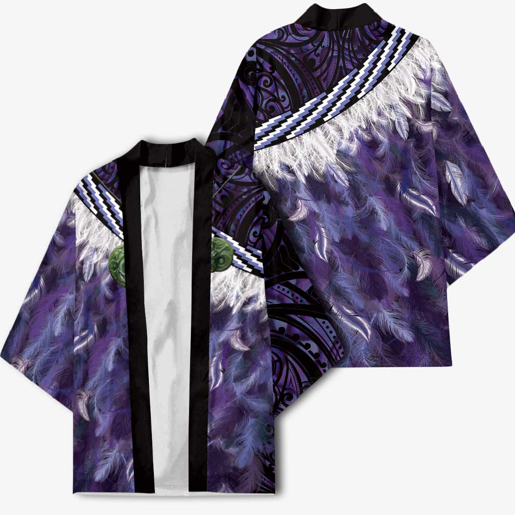 Purple Traditional Cloak Aotearoa Kimono Maori Paua Shell Korowai Pattern - Polynesian Pride
