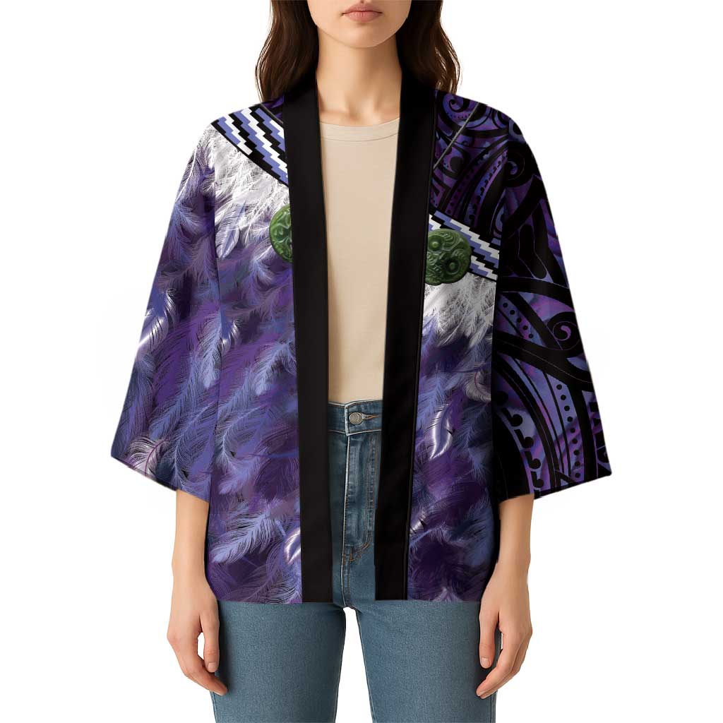 Purple Traditional Cloak Aotearoa Kimono Maori Paua Shell Korowai Pattern - Polynesian Pride
