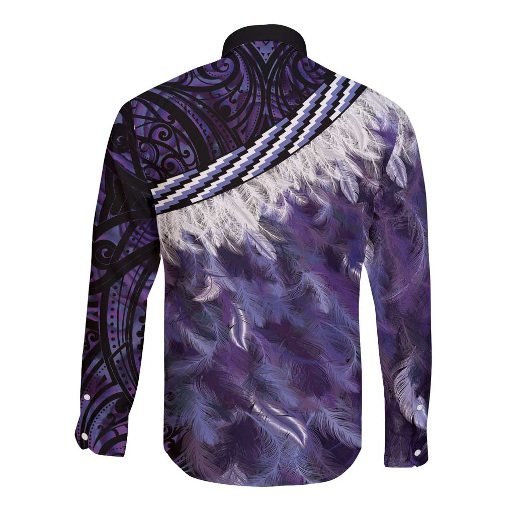 Purple Traditional Cloak Aotearoa Long Sleeve Button Shirt Maori Paua Shell Korowai Pattern LT14 - Polynesian Pride