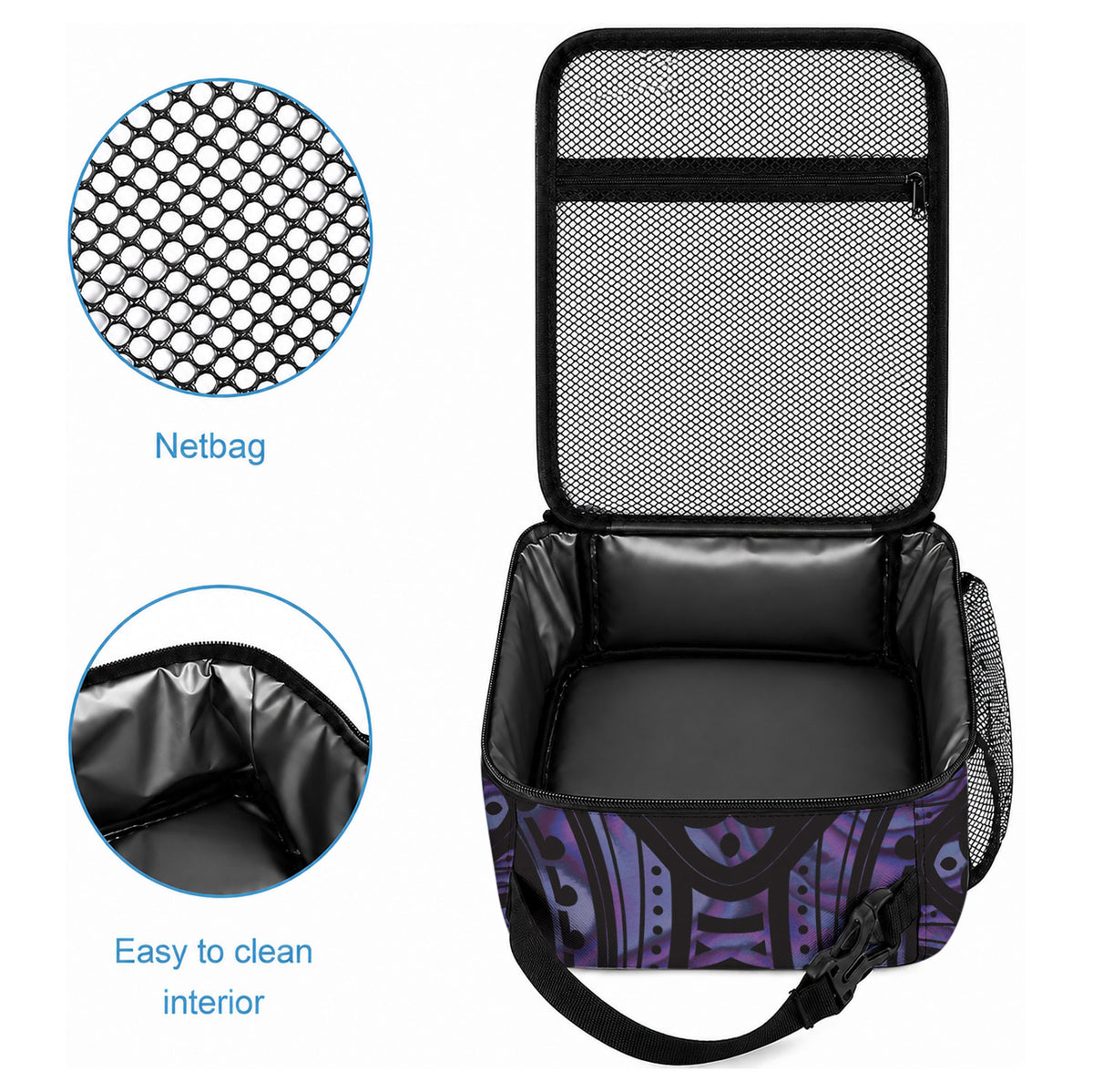 Purple Traditional Cloak Aotearoa Lunch Bag Maori Paua Shell Korowai Pattern LT14 - Polynesian Pride