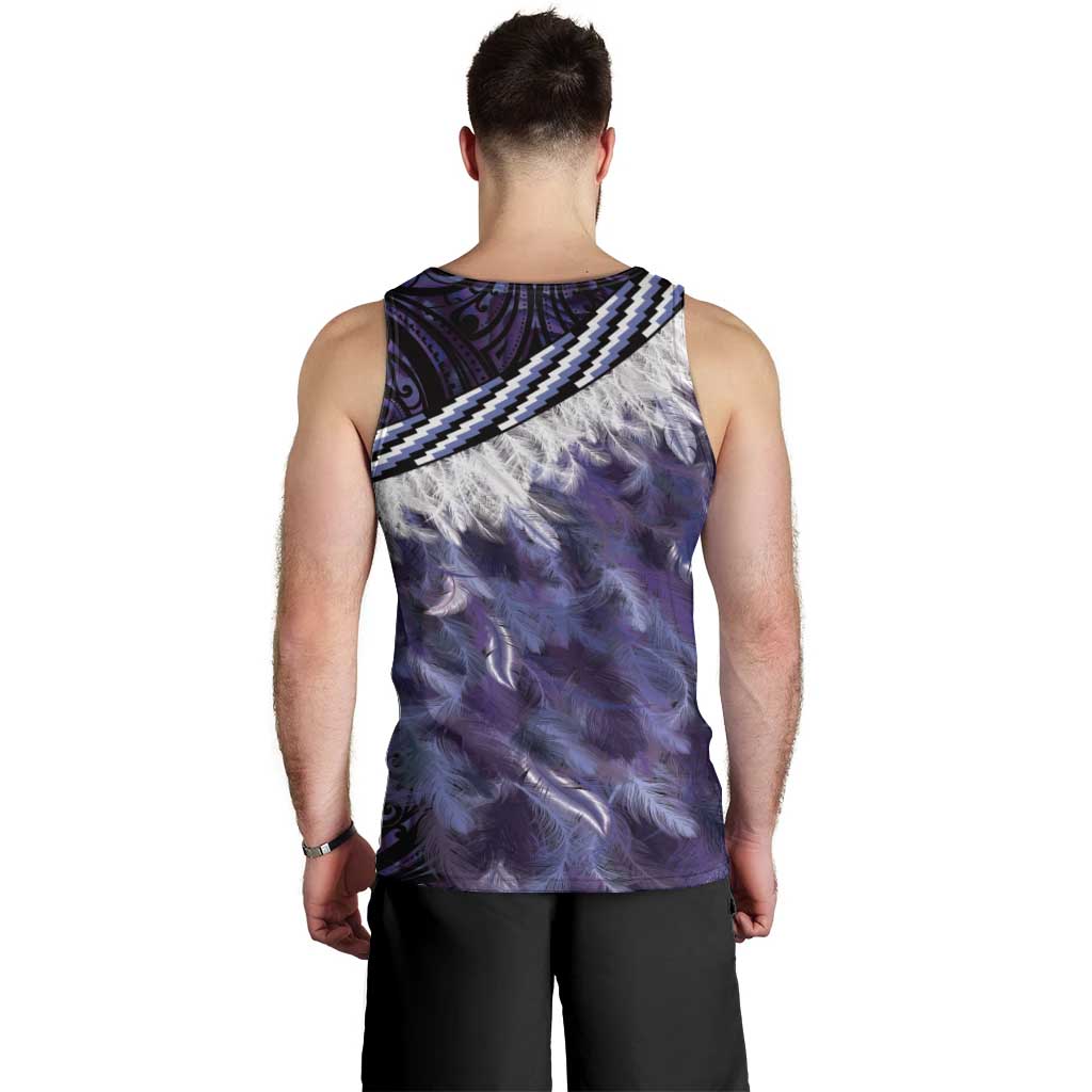 Purple Traditional Cloak Aotearoa Men Tank Top Maori Paua Shell Korowai Pattern