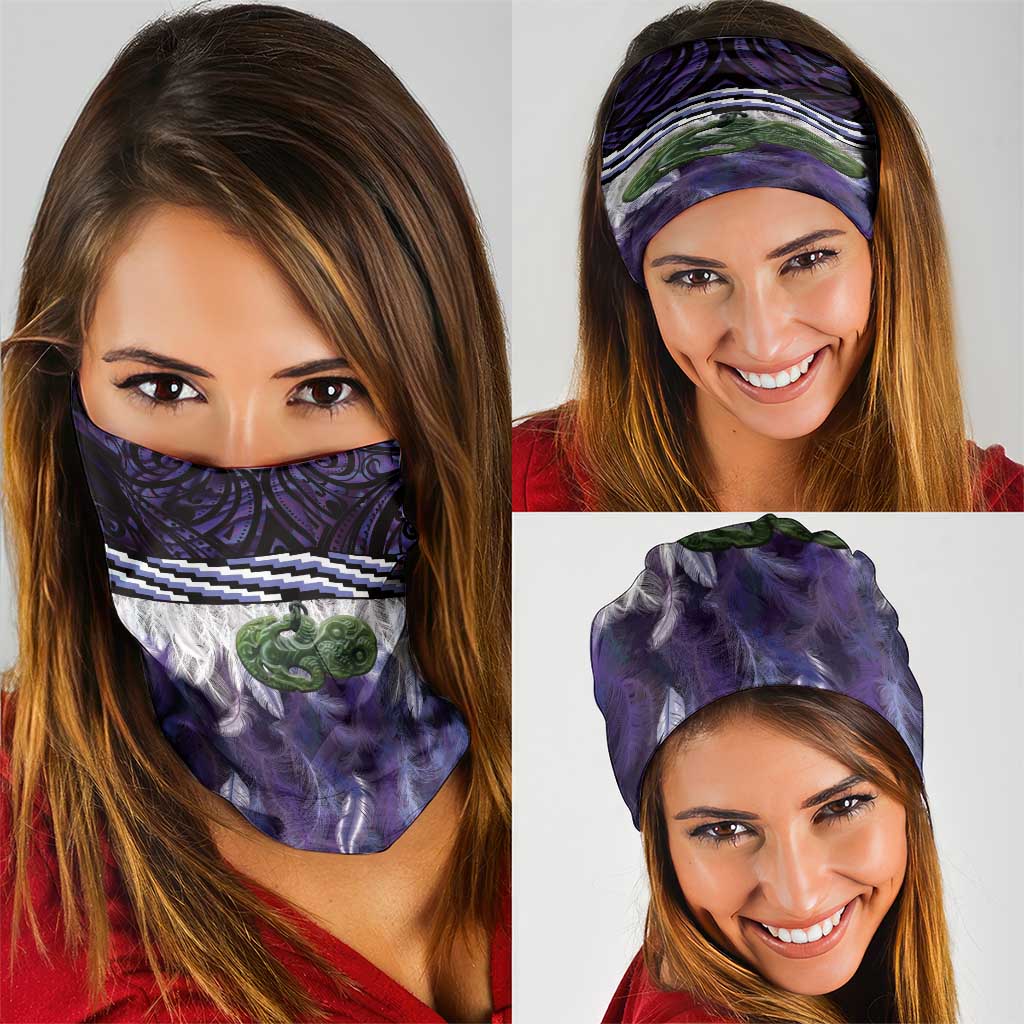 Purple Traditional Cloak Aotearoa Neck Gaiter Maori Paua Shell Korowai Pattern LT14 - Polynesian Pride