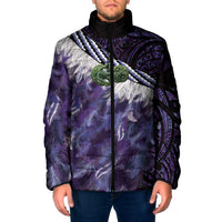 Purple Traditional Cloak Aotearoa Padded Jacket Maori Paua Shell Korowai Pattern - Polynesian Pride