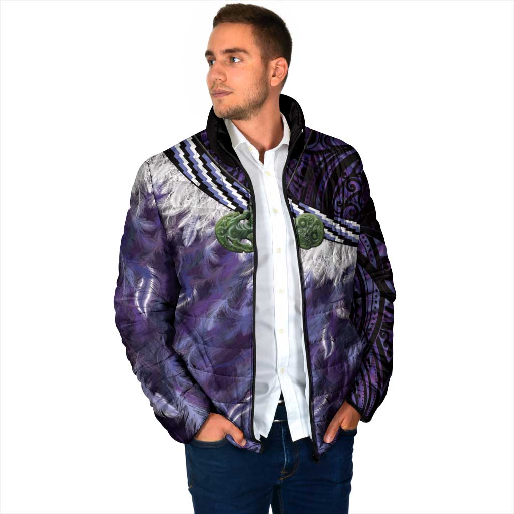 Purple Traditional Cloak Aotearoa Padded Jacket Maori Paua Shell Korowai Pattern - Polynesian Pride