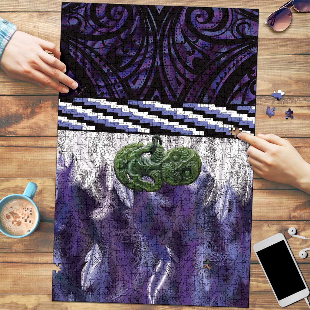 Purple Traditional Cloak Aotearoa Puzzle Maori Paua Shell Korowai Pattern - Polynesian Pride