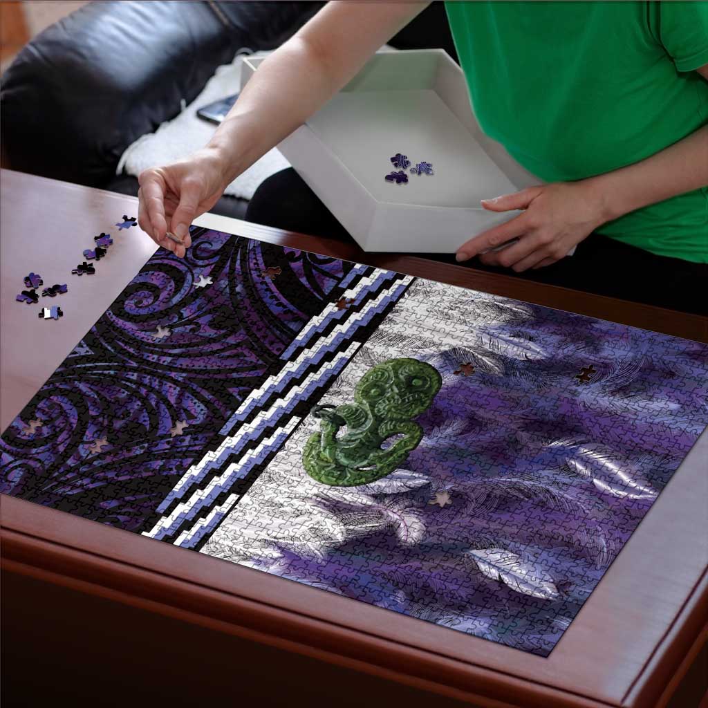 Purple Traditional Cloak Aotearoa Puzzle Maori Paua Shell Korowai Pattern - Polynesian Pride