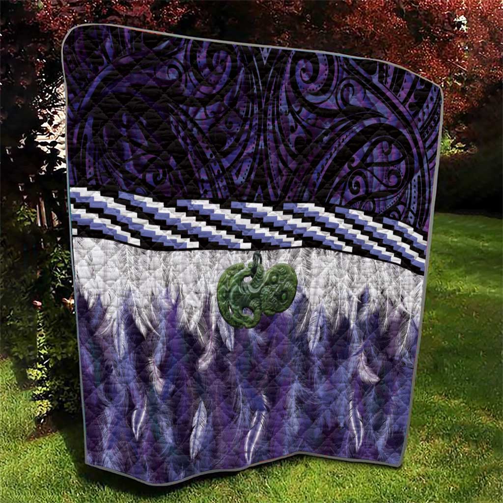 Purple Traditional Cloak Aotearoa Quilt Maori Paua Shell Korowai Pattern