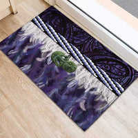 Purple Traditional Cloak Aotearoa Rubber Doormat Maori Paua Shell Korowai Pattern