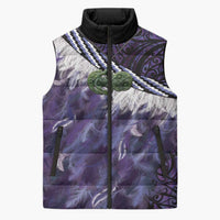 Purple Traditional Cloak Aotearoa Sleeveless Puffer Jacket Maori Paua Shell Korowai Pattern - Polynesian Pride