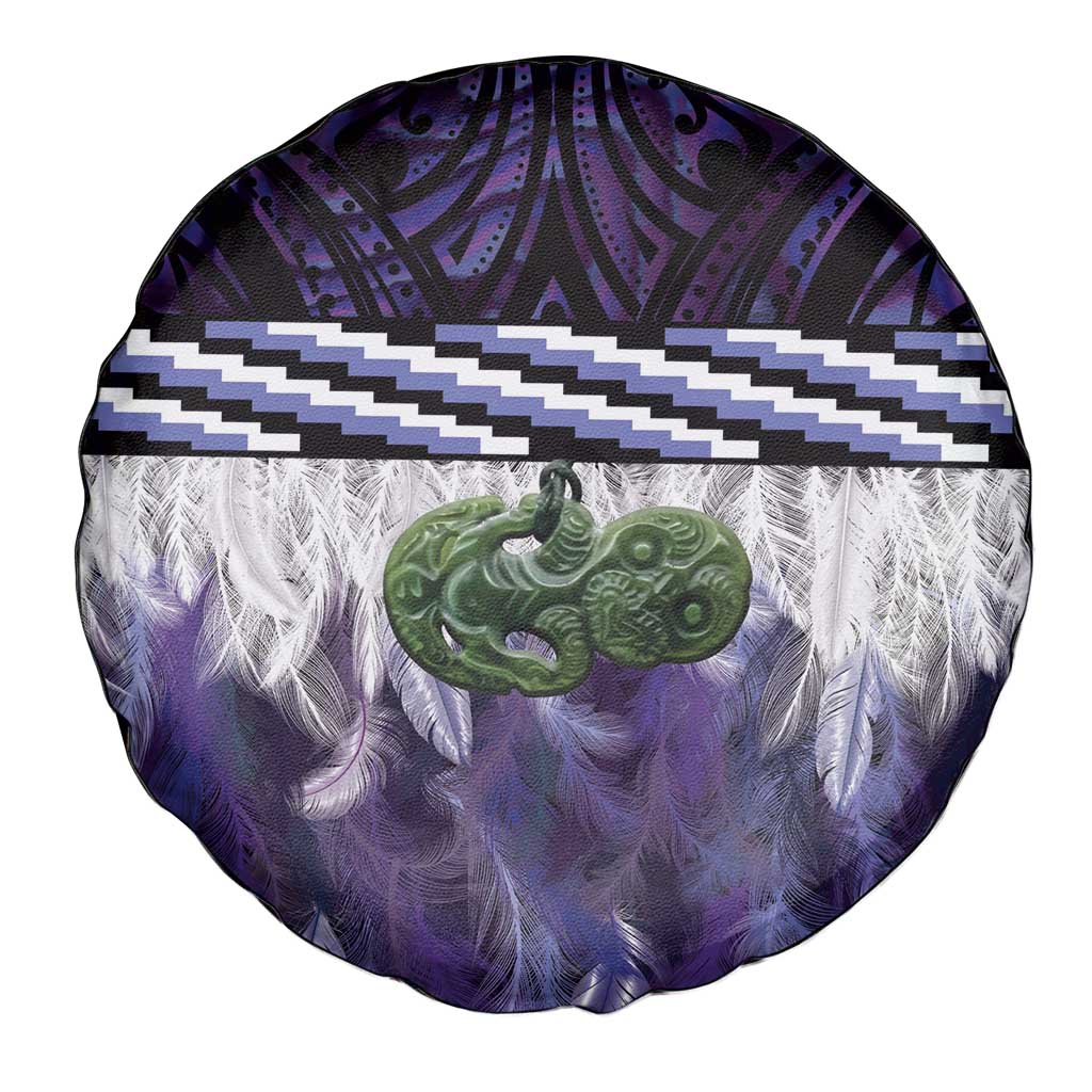 Purple Traditional Cloak Aotearoa Spare Tire Cover Maori Paua Shell Korowai Pattern