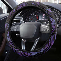 Purple Traditional Cloak Aotearoa Steering Wheel Cover Maori Paua Shell Korowai Pattern