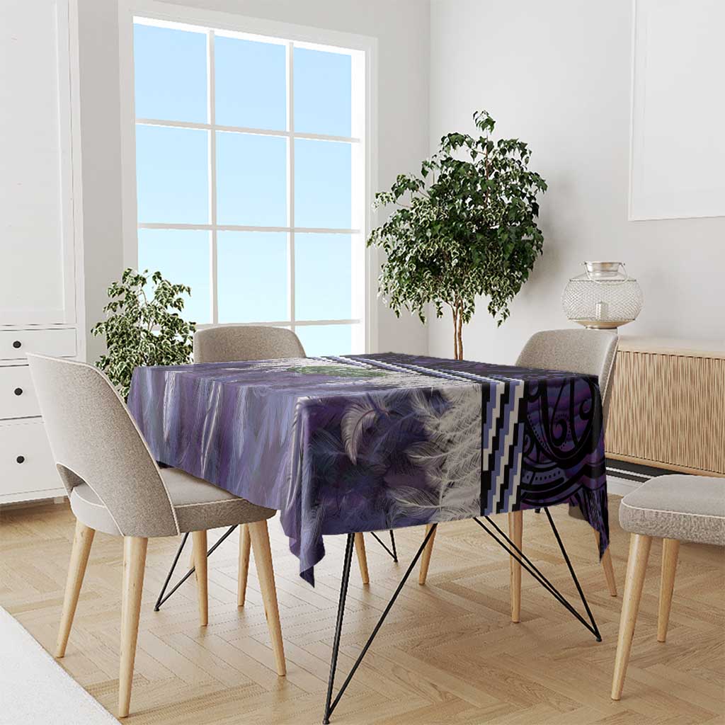 Purple Traditional Cloak Aotearoa Tablecloth Maori Paua Shell Korowai Pattern LT14 - Polynesian Pride