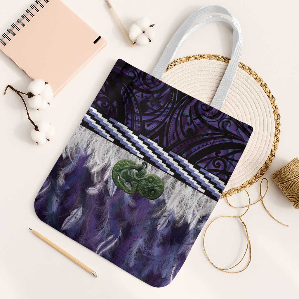 Purple Traditional Cloak Aotearoa Tote Bag Maori Paua Shell Korowai Pattern - Polynesian Pride