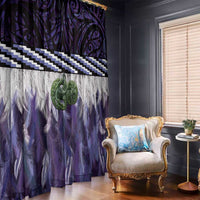 Purple Traditional Cloak Aotearoa Window Curtain Maori Paua Shell Korowai Pattern LT14 - Polynesian Pride