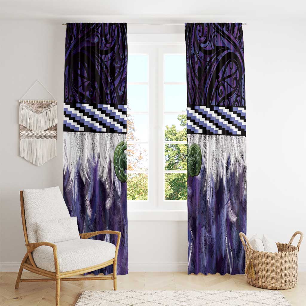 Purple Traditional Cloak Aotearoa Window Curtain Maori Paua Shell Korowai Pattern LT14 - Polynesian Pride