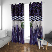 Purple Traditional Cloak Aotearoa Window Curtain Maori Paua Shell Korowai Pattern LT14 With Grommets Purple - Polynesian Pride