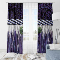 Purple Traditional Cloak Aotearoa Window Curtain Maori Paua Shell Korowai Pattern LT14 - Polynesian Pride