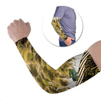 Yellow Traditional Cloak Aotearoa Arm Sleeves Maori Paua Shell Korowai Pattern LT14 Set of 2 Yellow - Polynesian Pride