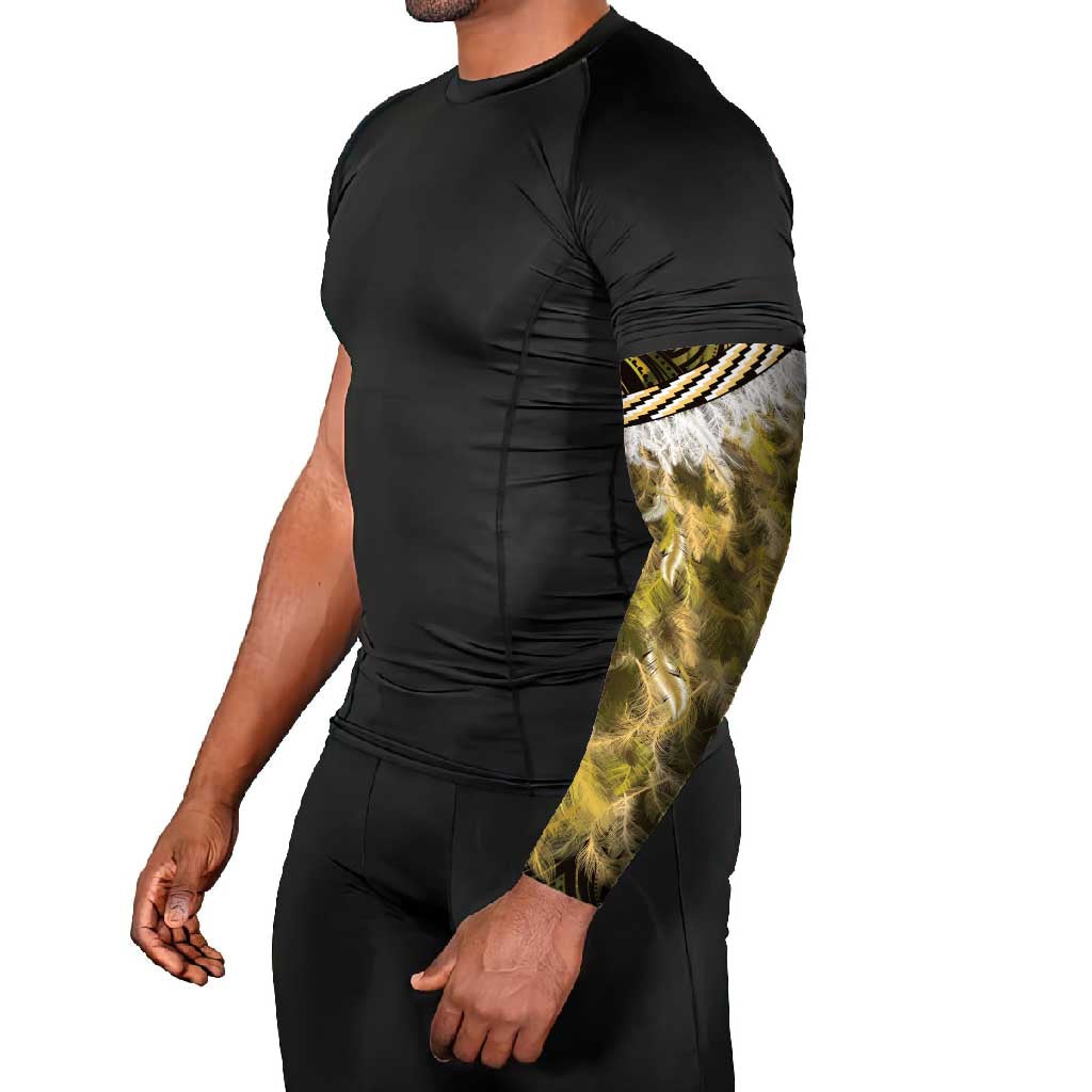 Yellow Traditional Cloak Aotearoa Arm Sleeves Maori Paua Shell Korowai Pattern LT14 - Polynesian Pride