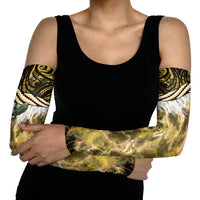 Yellow Traditional Cloak Aotearoa Arm Sleeves Maori Paua Shell Korowai Pattern LT14 - Polynesian Pride