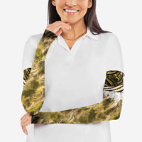 Yellow Traditional Cloak Aotearoa Arm Sleeves Maori Paua Shell Korowai Pattern LT14 - Polynesian Pride