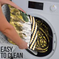 Yellow Traditional Cloak Aotearoa Bathroom Set Maori Paua Shell Korowai Pattern - Polynesian Pride