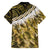 Yellow Traditional Cloak Aotearoa Family Matching Off The Shoulder Long Sleeve Dress and Hawaiian Shirt Maori Paua Shell Korowai Pattern