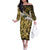 Yellow Traditional Cloak Aotearoa Family Matching Off The Shoulder Long Sleeve Dress and Hawaiian Shirt Maori Paua Shell Korowai Pattern