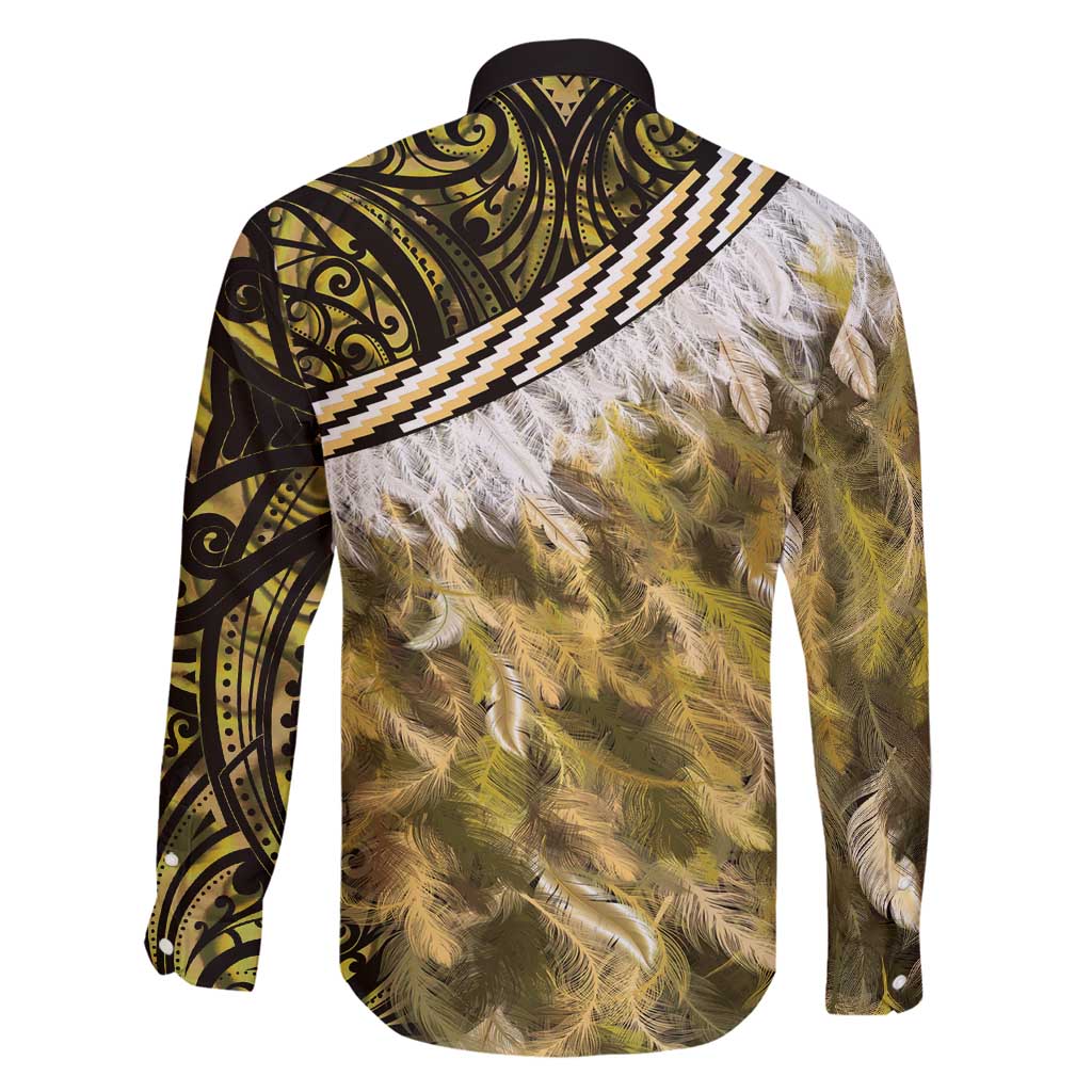 Yellow Traditional Cloak Aotearoa Family Matching Off Shoulder Maxi Dress and Hawaiian Shirt Maori Paua Shell Korowai Pattern