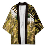 Yellow Traditional Cloak Aotearoa Kimono Maori Paua Shell Korowai Pattern - Polynesian Pride