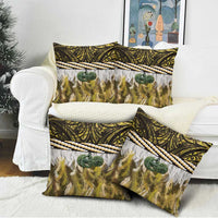 Yellow Traditional Cloak Aotearoa Pillow Cover Maori Paua Shell Korowai Pattern LT14 - Polynesian Pride