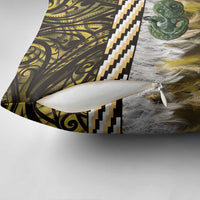 Yellow Traditional Cloak Aotearoa Pillow Cover Maori Paua Shell Korowai Pattern LT14 - Polynesian Pride