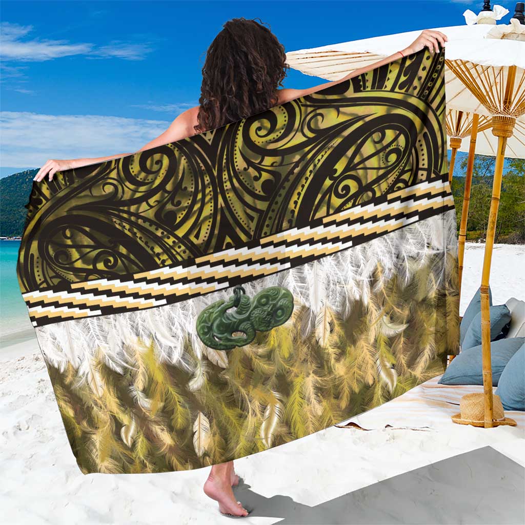 Yellow Traditional Cloak Aotearoa Sarong Maori Paua Shell Korowai Pattern LT14 One Size 44 x 66 inches Yellow - Polynesian Pride