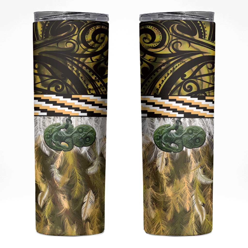Yellow Traditional Cloak Aotearoa Skinny Tumbler Maori Paua Shell Korowai Pattern LT14 Yellow - Polynesian Pride