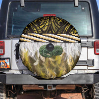 Yellow Traditional Cloak Aotearoa Spare Tire Cover Maori Paua Shell Korowai Pattern