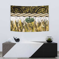 Yellow Traditional Cloak Aotearoa Tapestry Maori Paua Shell Korowai Pattern