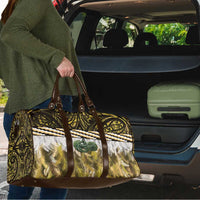 Yellow Traditional Cloak Aotearoa Travel Bag Maori Paua Shell Korowai Pattern - Polynesian Pride