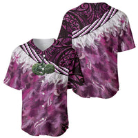Pink Traditional Cloak Aotearoa Baseball Jersey Maori Paua Shell Korowai Pattern LT14 - Polynesian Pride