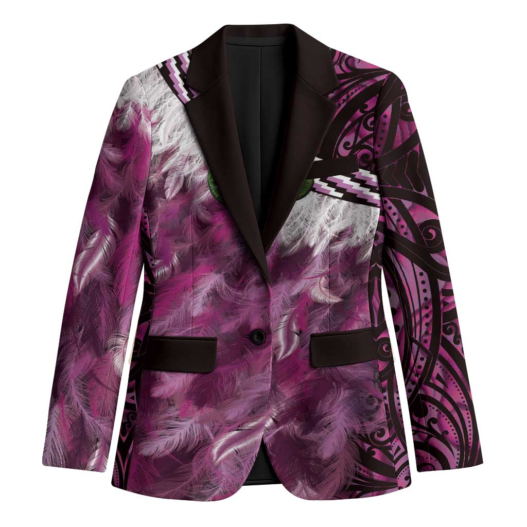 Pink Traditional Cloak Aotearoa Blazer Maori Paua Shell Korowai Pattern LT14 Unisex Pink - Polynesian Pride
