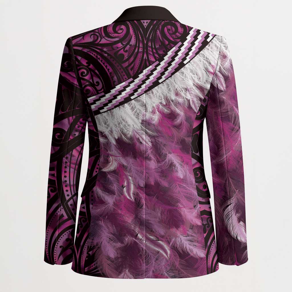 Pink Traditional Cloak Aotearoa Blazer Maori Paua Shell Korowai Pattern LT14 - Polynesian Pride