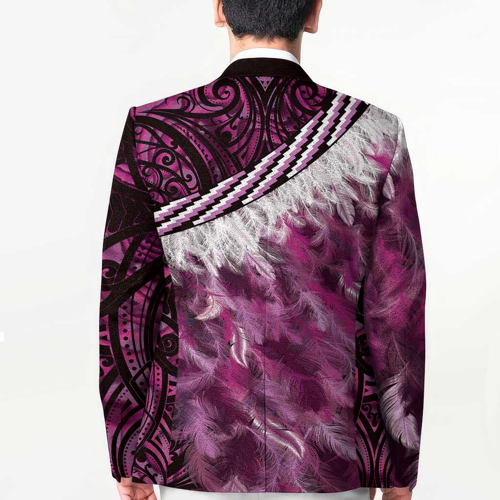 Pink Traditional Cloak Aotearoa Blazer Maori Paua Shell Korowai Pattern LT14 - Polynesian Pride