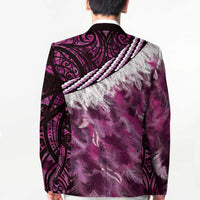 Pink Traditional Cloak Aotearoa Blazer Maori Paua Shell Korowai Pattern LT14 - Polynesian Pride