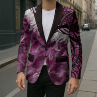 Pink Traditional Cloak Aotearoa Blazer Maori Paua Shell Korowai Pattern LT14 - Polynesian Pride