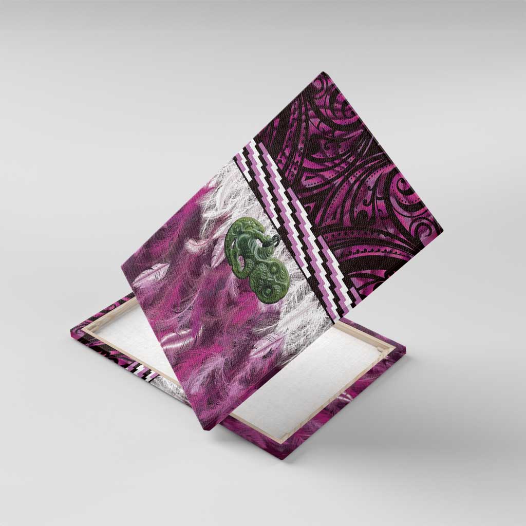 Pink Traditional Cloak Aotearoa Canvas Wall Art Maori Paua Shell Korowai Pattern