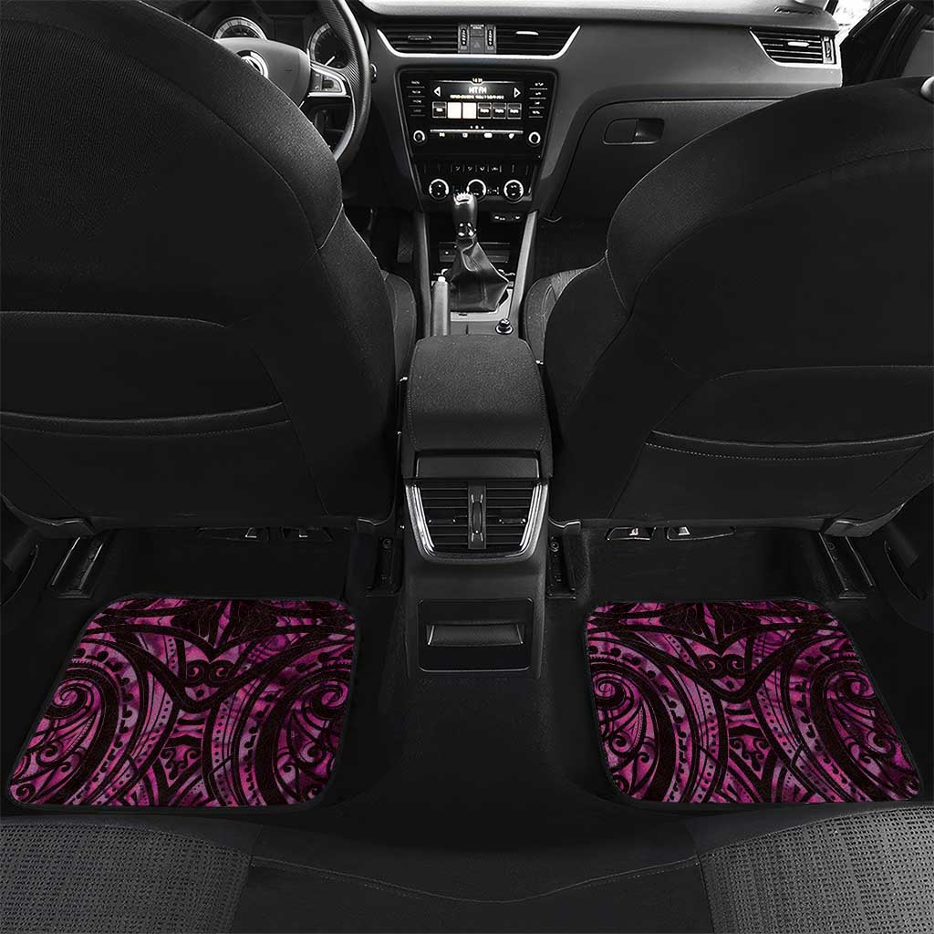 Pink Traditional Cloak Aotearoa Car Mats Maori Paua Shell Korowai Pattern
