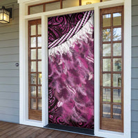 Pink Traditional Cloak Aotearoa Door Cover Maori Paua Shell Korowai Pattern - Polynesian Pride